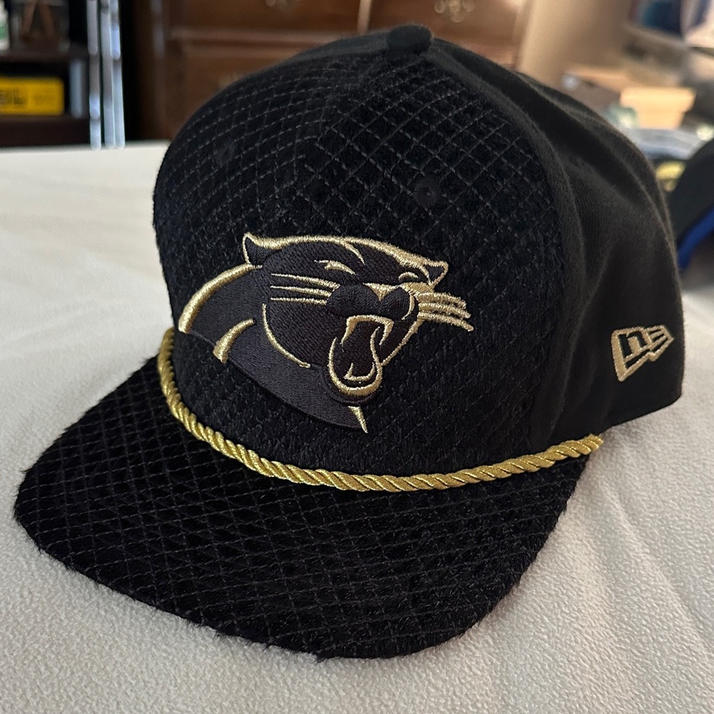 New Era 9Fifty NFL Rope Hat Black Velvet Carolina Panthers Cap Strapback SAMPLE